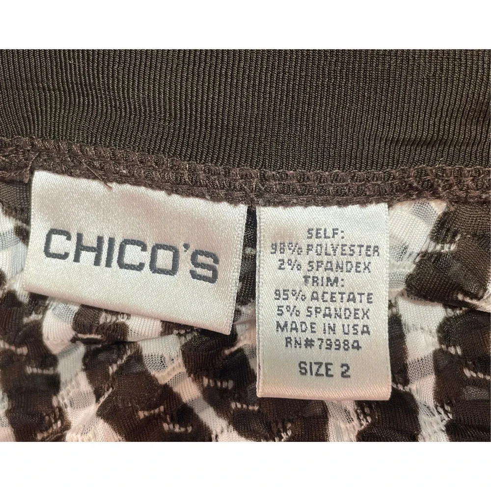 Chico's Sz 2 12-14 L Zip-Up Track Jacket Bomber Style Burnout Zebra Print Brown
